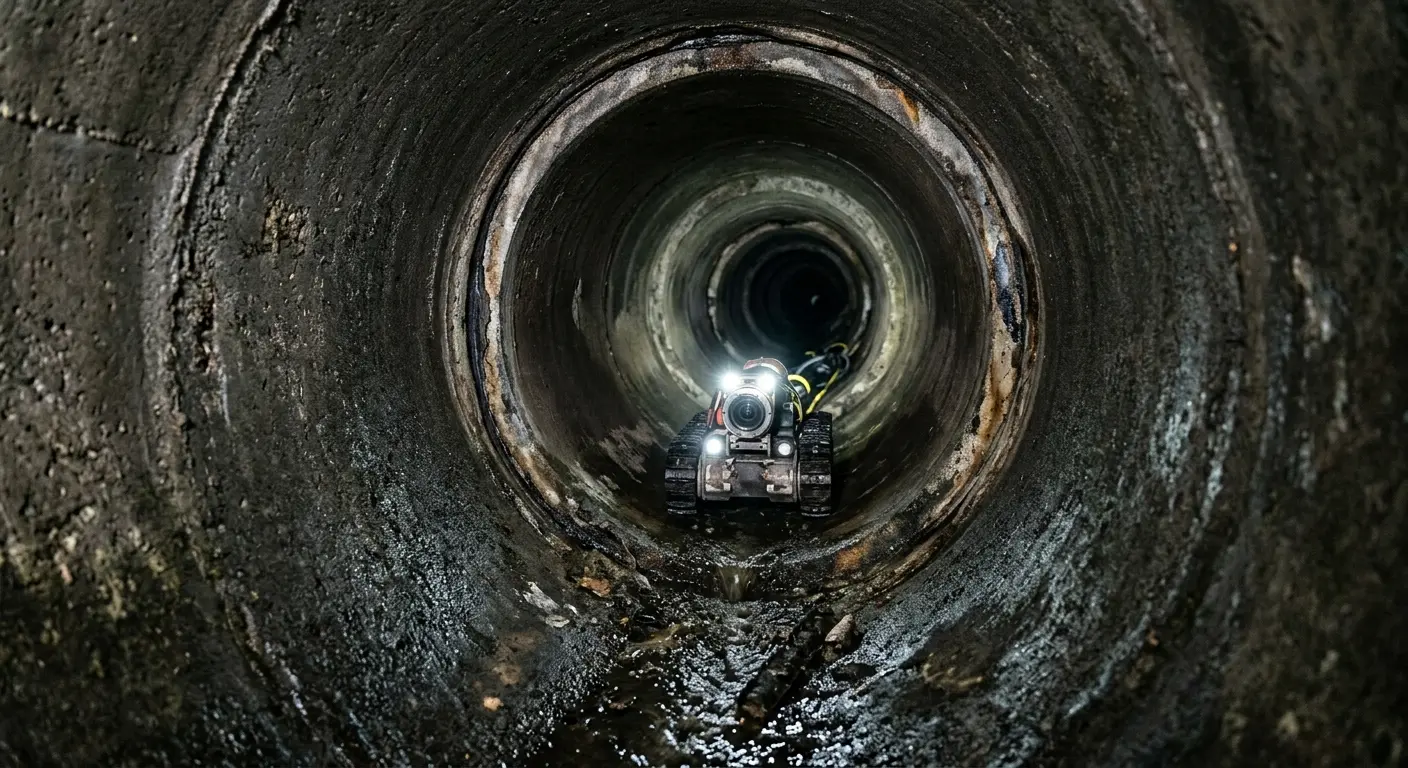 Robotic sewer camera inspecting pipe interior for Sewer Line Repair in Kearney